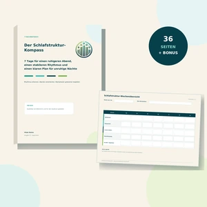 Produktcover des Schlafstruktur-Kompasses mit Arbeitsbuch und Wochenübersicht – KI-generiertes Bild