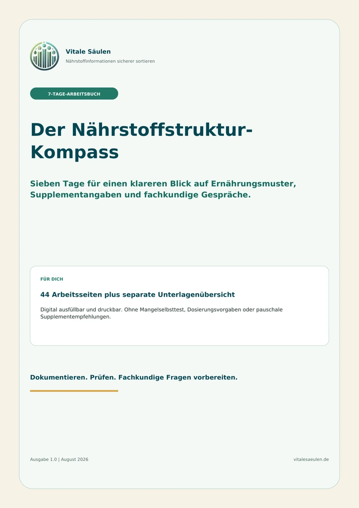 Titelansicht des Nährstoffstruktur-Kompasses von Vitale Säulen mit KI-Kennzeichnung – KI-generiertes Bild