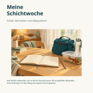 Originalcover des PDF-Arbeitsbuchs Meine Schichtwoche: Schlaf, Mahlzeiten und Alltag planen von Vitale S&auml;ulen.